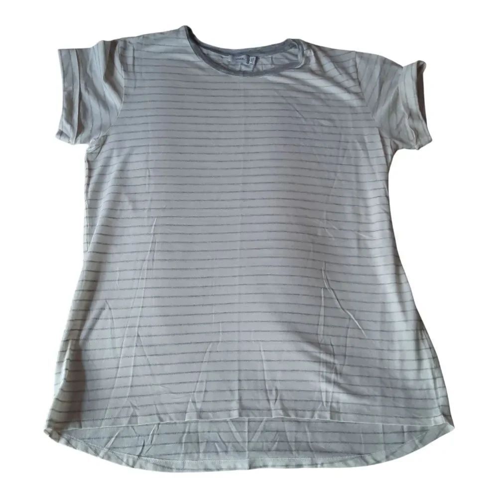 Vince Light Gray Striped Short Sleeve Tee